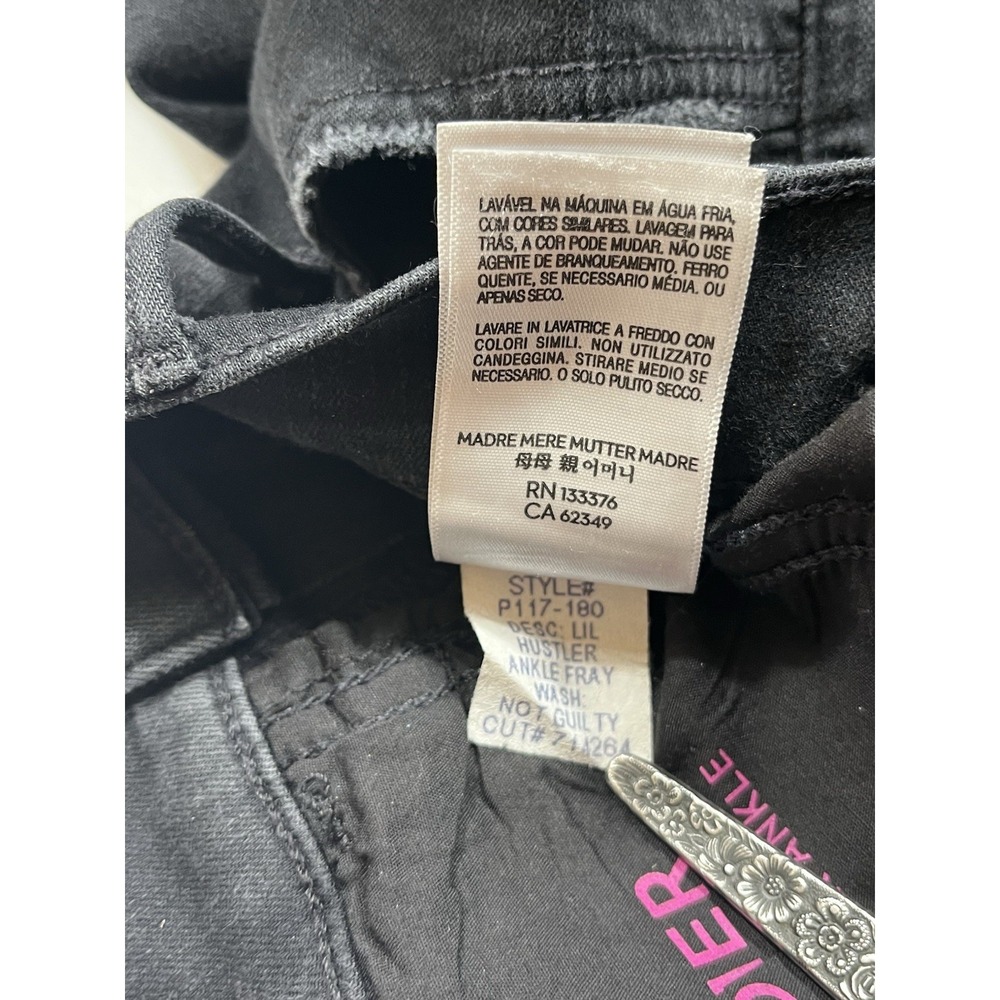 Mother Lil Hustler Ankle Fray Jeans Womens 24 Black Denim Not Guilty Frayed Hem - Picture 5 of 10